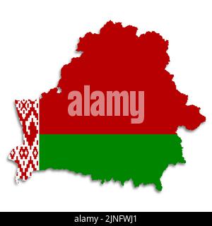 Belarus flag map on white background 3d illustration with clipping path Stock Photo