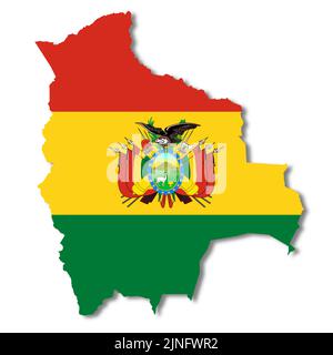 Bolivia flag map on white background 3d illustration with clipping path Stock Photo
