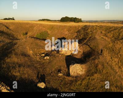 Elephant Stone The Banbury Stone Kemerton Camp Iron Age hill fort. Bredon Hill.  Worcestershire. England. Stock Photo