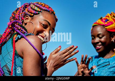 Edinburgh Scotland, UK 11 August 2022. Performers from The Book of Life on Calton Hill to promote their Edinburgh International Festival show. credit sst/alamy live news Stock Photo