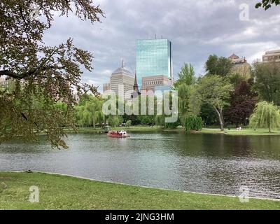 Swan Boats on the Boston Public Garden, Boston, Massachusetts Stock Photo