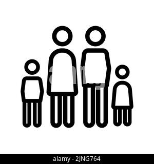 Family icon. Father, mother, boy and girl. Outline style vector illustration Stock Vector
