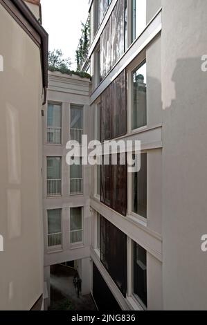 View of Bio-sustainable architecture, multi-level apartment with terraces Stock ...