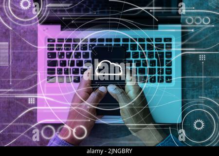 Business Cloud Technology. Data Storage Network And Connection Stock Photo