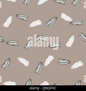 Beret engraved seamless pattern. Vintage headdress in hand drawn style. Sketch texture for fabric, wallpaper, textile, print, title, wrapping paper. V Stock Vector
