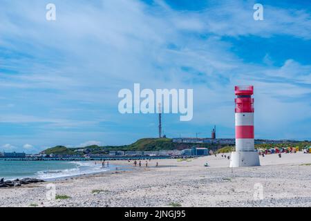 Lighthouse on the high seas island The Dune, part of Heligoland, North Sea, district Pinneberg, Schleswig-Holstein, Northern Germany Stock Photo