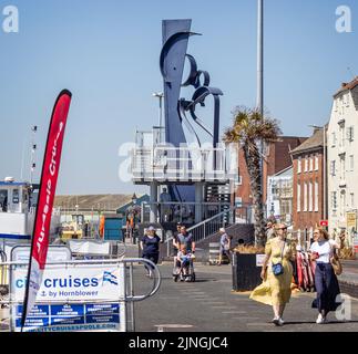 Famous Sea Music Sculpture by Sir Anthony Caro on the Quay in Poole, Dorset, UK on 11 August 2022 Stock Photo