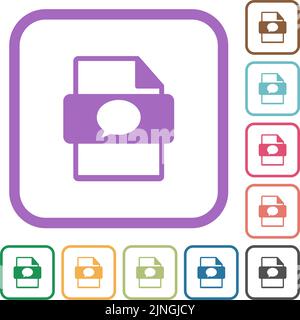 Message file type simple icons in color rounded square frames on white background Stock Vector