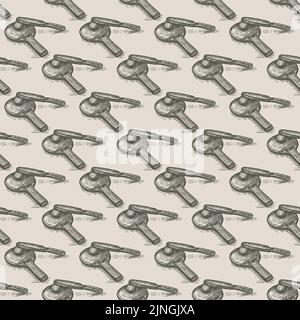 Ping pong racket engraved seamless pattern. Vintage sport elements for table tennis in hand drawn. Sketch texture for fabric, wallpaper, textile, prin Stock Vector
