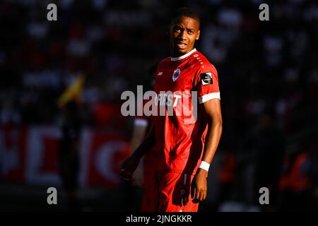 Antwerp's Michel Ange Balikwisha pictured during a soccer match between Belgian Royal Antwerp FC and Norwegian Lillestrom SK, Thursday 11 August 2022, in Antwerp, the return leg in the third qualifying round of the UEFA Conference League competition. The first leg was won by Antwerp 3-1. BELGA PHOTO LAURIE DIEFFEMBACQ Stock Photo