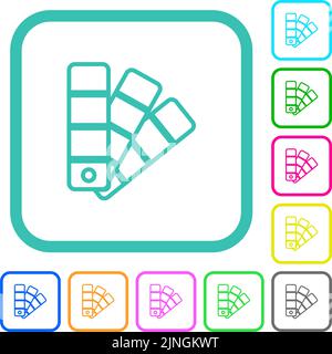 Color swatch vivid colored flat icons in curved borders on white ...