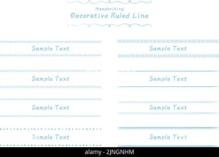 Handwritten decorative ruled line set, monotone simple line set illustration Stock Vector