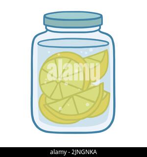 Infused Water Lemon Slices Doodle Drawing Vector Illustration Flat Design Icon Stock Vector