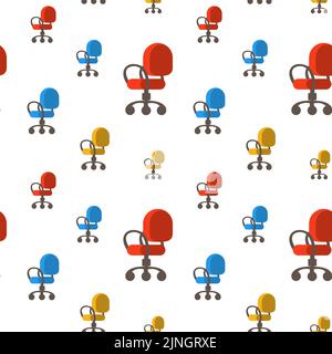 Seamless pattern colorful chairs. Office and home furniture. Design texture for fabric, textile, postcard, label, packaging. Flat vector illustration Stock Vector