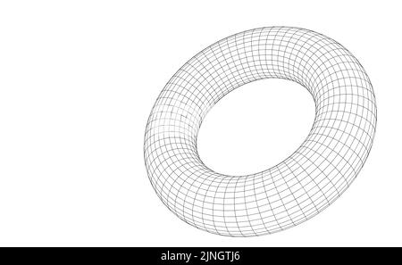 Vector illustration of a torus with wireframe mesh Stock Vector
