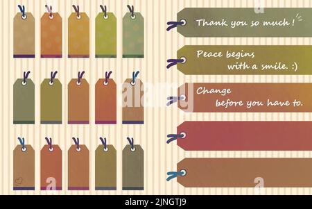 Graphic material: Vector illustration of tag and bookmark frame set  Autumn grunge texture set Stock Vector