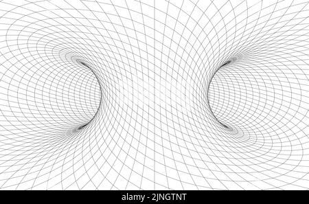 Vector illustration of a twitsted torus with wireframe. The structure resembles to the interior of a modern fusion generator with magnetic fields Stock Vector
