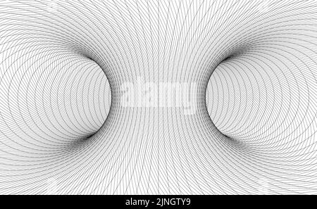 Vector illustration of a twitsted torus with wireframe. The structure resembles to the interior of a modern fusion generator with magnetic fields Stock Vector