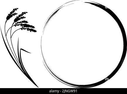 Illustration of rounded rice and round frame, background material Stock ...