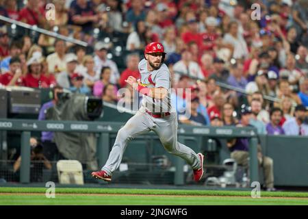 August 10 2022: Saint Louis shortstop Paul DeJong (11) runs home during the game with Saint Louis Cardinals and Colorado Rockies held at Coors Field in Denver Co. David Seelig/Cal Sport Medi Stock Photo