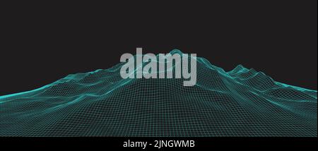 3D rendered illustration of terrain wireframe mesh Stock Vector