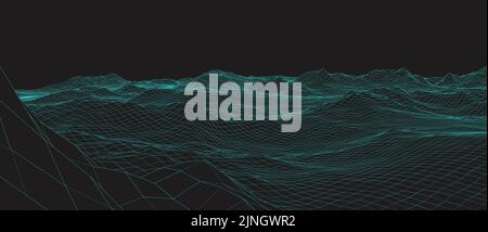 3D rendered illustration of terrain wireframe mesh Stock Vector