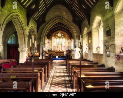 The interior of the Parish Church of Saint Mary Lower Slaughter in England Stock Photo