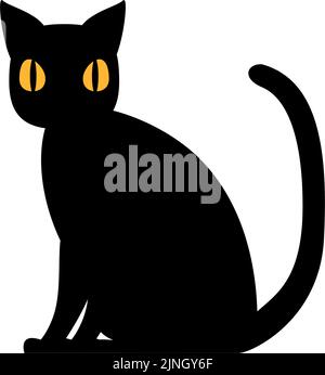 Black Cat sitting and looking at the camera, isolated on white - vector ...