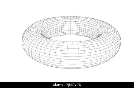 Vector illustration of a torus with wireframe mesh Stock Vector