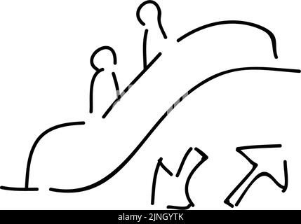 Analog handwriting style loose touch icon: Escalator Stock Vector