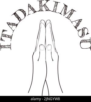 Hand sign icon, Japanese sign to pray before meals Vector illustration ...