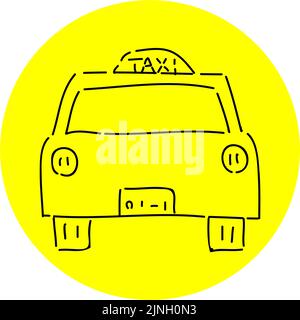 Handwritten simple icon illustration:  taxi Stock Vector