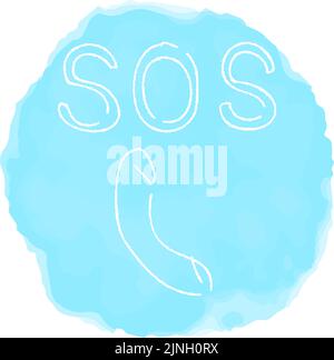 Handwritten simple icon illustration:  SOS Stock Vector