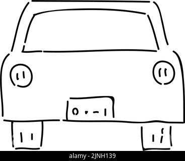 Analog handwriting style loose touch icon: car Stock Vector