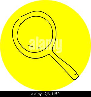 Handwritten simple icon illustration: magnifying glass Stock Vector