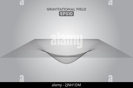 Vector illustration of a conceptual gravitational field with wireframe meshes. Vector compatible with EPS10 file format Stock Vector