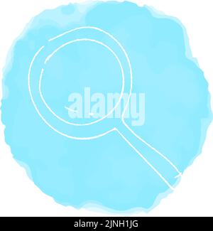 Handwritten simple icon illustration: magnifying glass Stock Vector