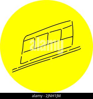 Handwritten simple icon illustration: Linear motor car Stock Vector