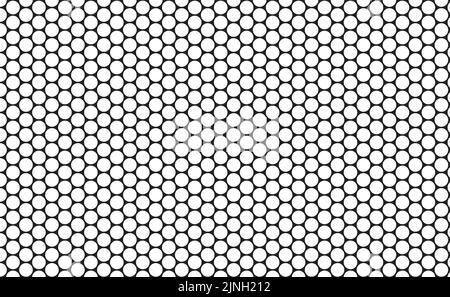 Vector illustration of hexagonal pattern mesh with circular perforation in the middle of each hexagon Stock Vector