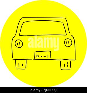 Handwritten simple icon illustration: car Stock Vector
