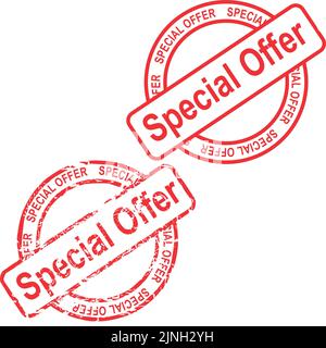 red stamp sticker with special offer text set in vector format Stock Vector