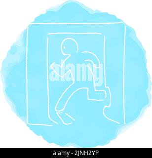 Handwritten simple icon illustration: Emergency exit Stock Vector