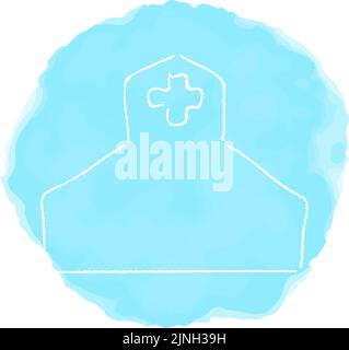 Handwritten simple icon illustration: Hospital Stock Vector