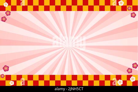 Background material: Illustration of glittering concentrated lines and Japanese pattern frame Stock Vector