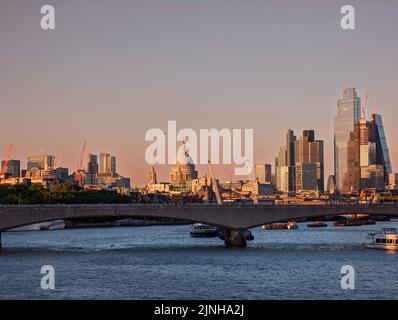 A beautiful view from the Waterloo Bridge at the dome of St Paul Cathedral in London, England Stock Photo