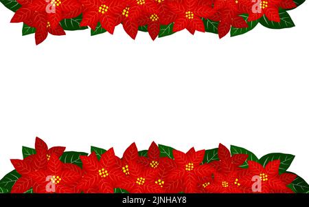 Top and bottom frame illustration of poinsettia Stock Vector