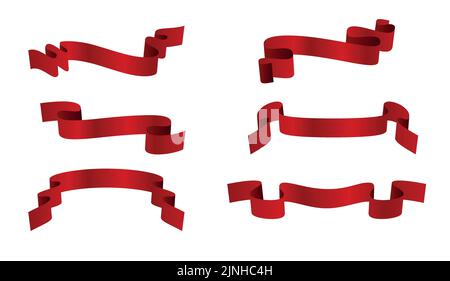 Set of gold ribbons for design, discount offer and gift. Retro or modern style. Flat ribbon illustration isolated on white background. eps 10 Stock Vector
