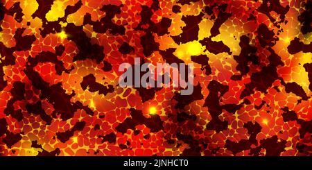 Seamless texture of lava with cracked ground pattern. Hot magma surface top view. Broken crust with liquid flame. Abstract vector background. Volcanic Stock Vector