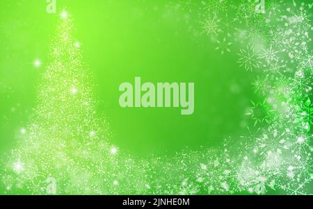 Glittering Christmas tree illuminations and snowflakes Stock Vector
