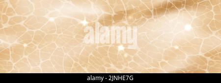 Beige surface top view horizontal background with sunlight glare reflections, shadows, caustic ripples and waves. Clear water texture. Bright vector s Stock Vector